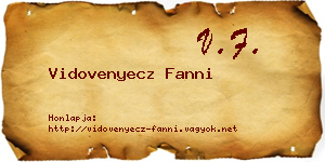 Vidovenyecz Fanni névjegykártya