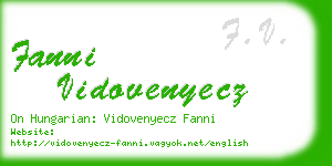 fanni vidovenyecz business card